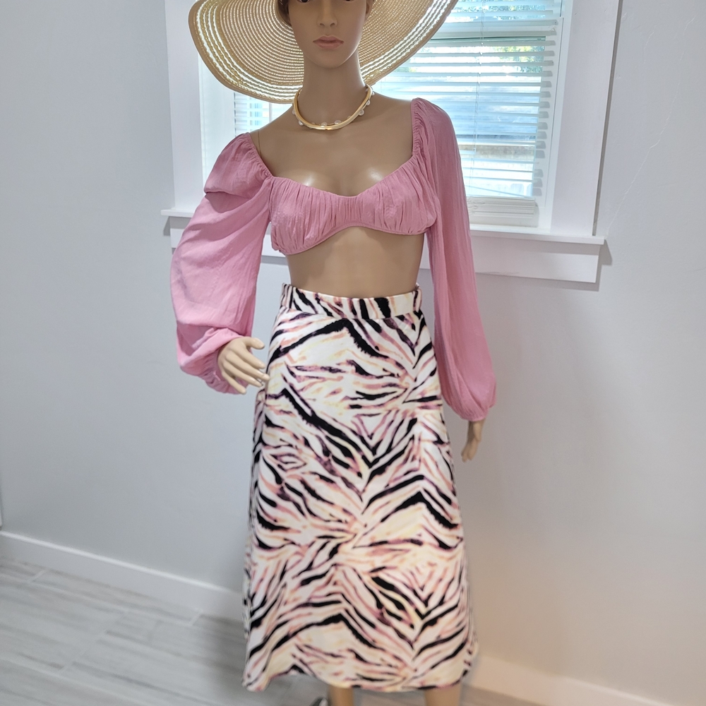 Emory Park Pink and Black Zebra Skirt Set